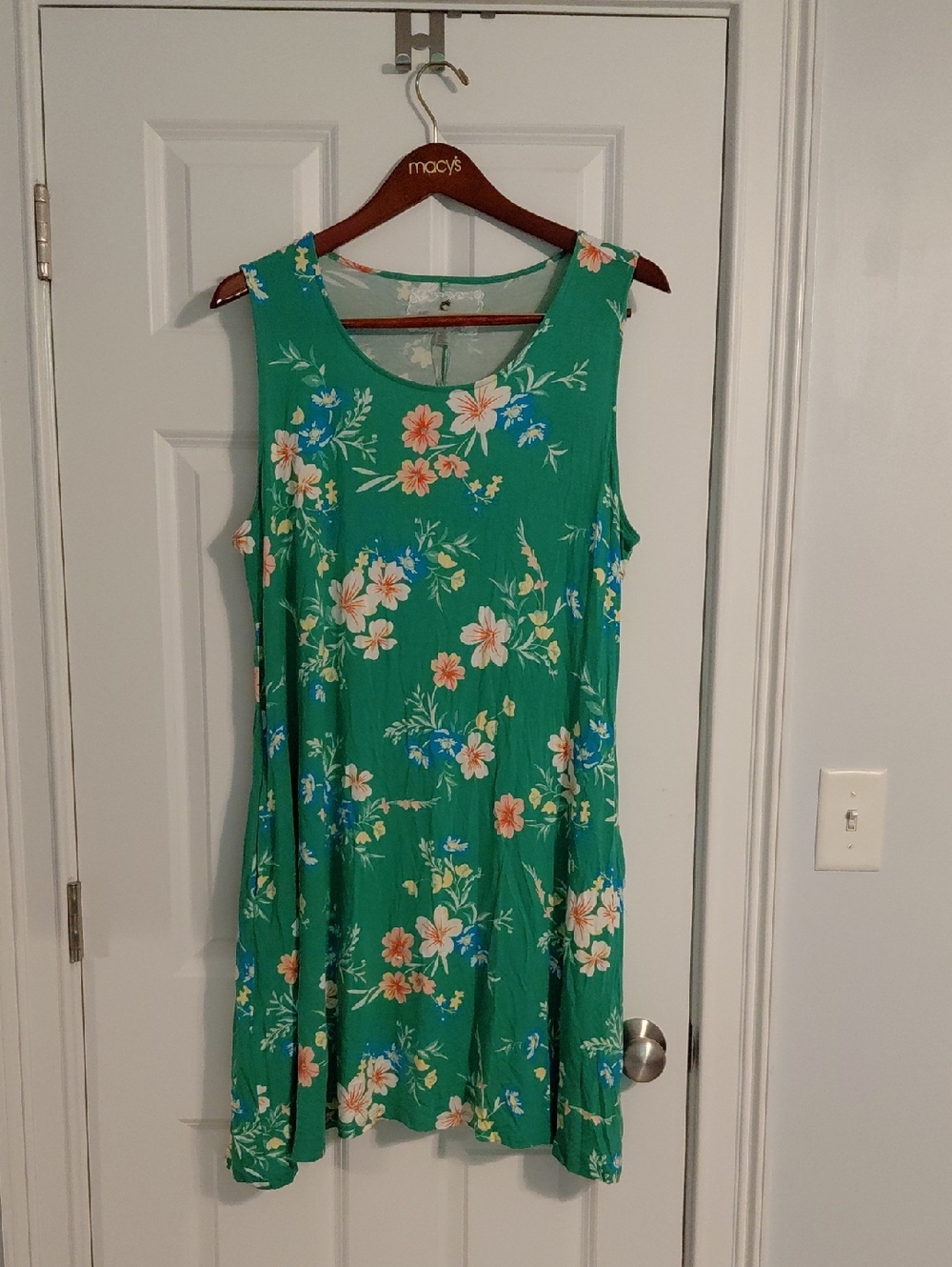 NWOT Cupio Green Floral Sleeveless Summer Dress, Size 1X